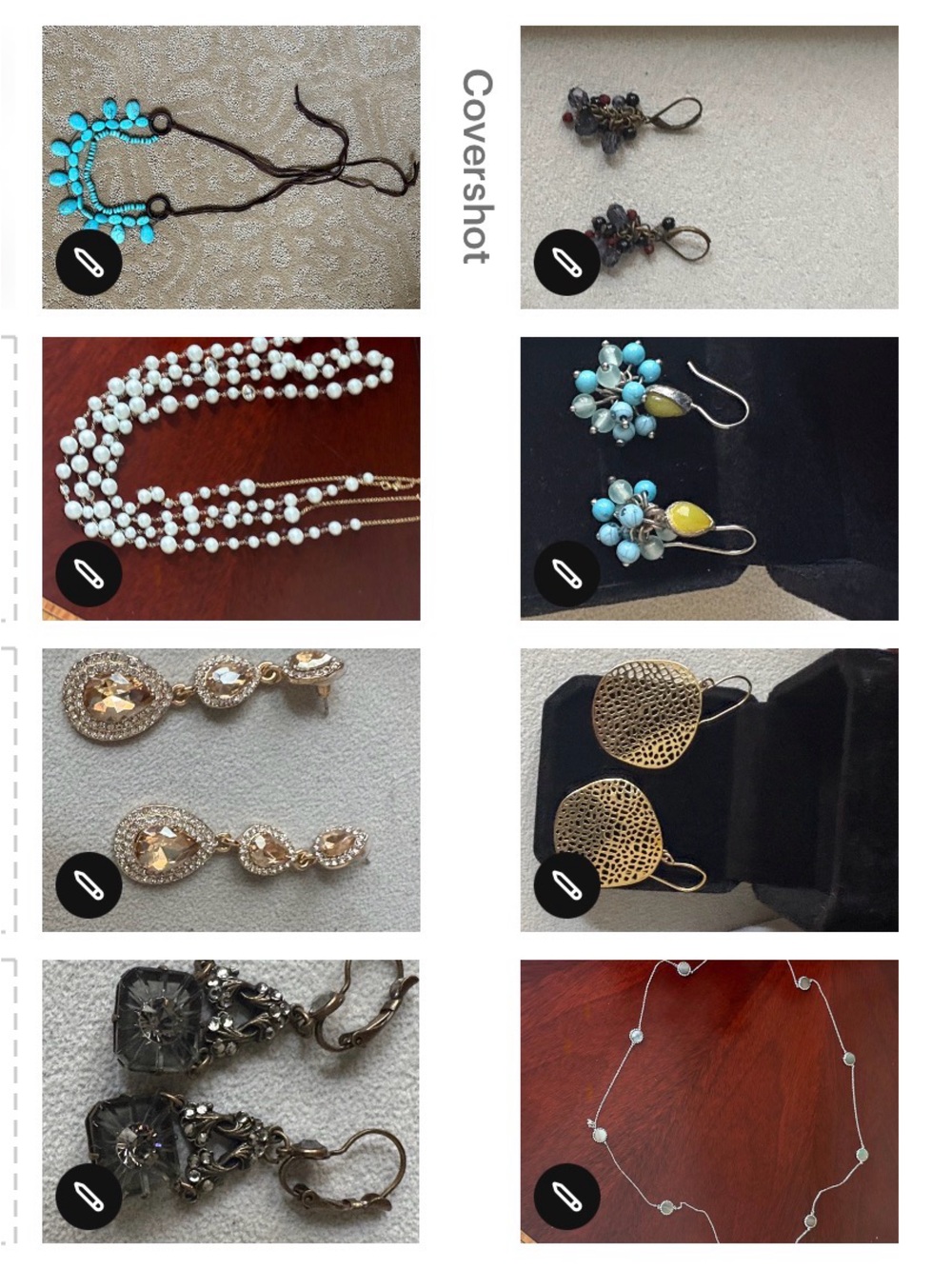 8 pieces of Jewelry
5 Earrings, 3 necklaces